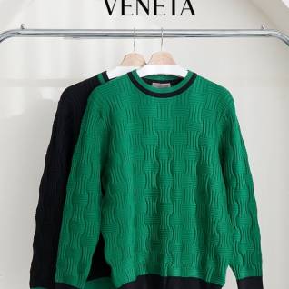 보테가베네타 레플리카 인트레치아토 패턴 울 블렌드 크루넥 니트 스웨터 | 명품 레플리카