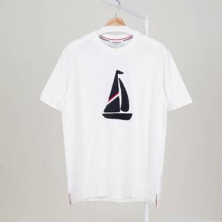 톰브라운 레플리카 보트 삼선 로고 코튼 티셔츠 | 명품 레플리카