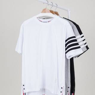 톰브라운 레플리카 남여공용 백 스트라이프 4-바 코튼 티셔츠 | 명품 레플리카
