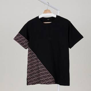 펜디 레플리카 FF 사선 패턴 코튼 티셔츠 | 명품 레플리카
